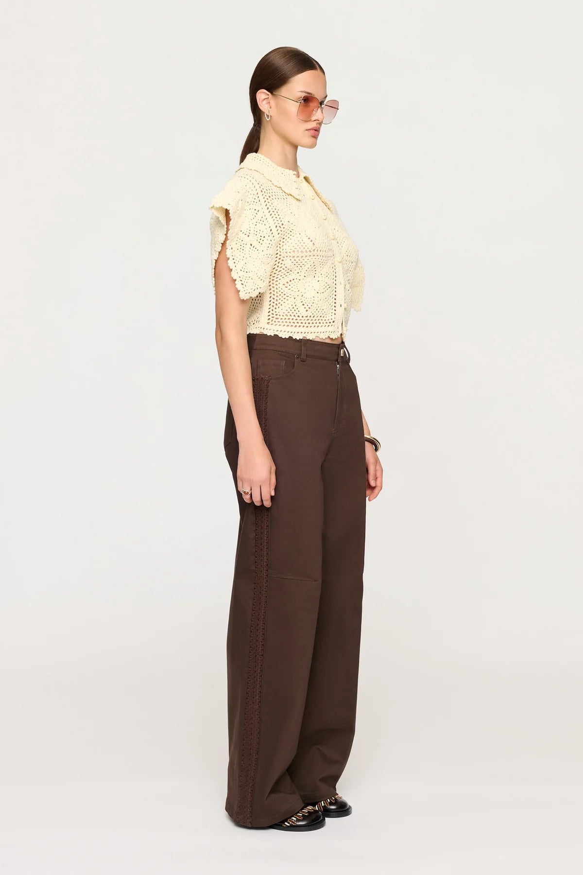 Cleo Hand Crochet Shirt Whipped Butter