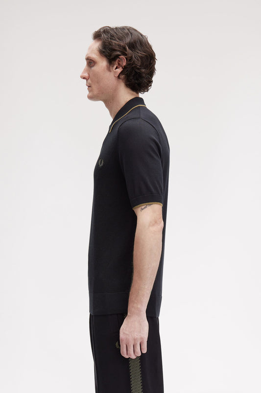 Pique Stitch Knitted Shirt Black