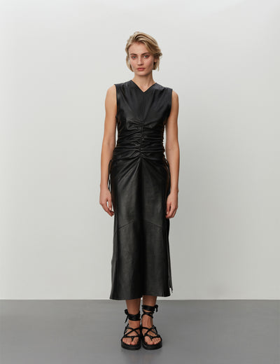 Natalia Dress- Black Leather