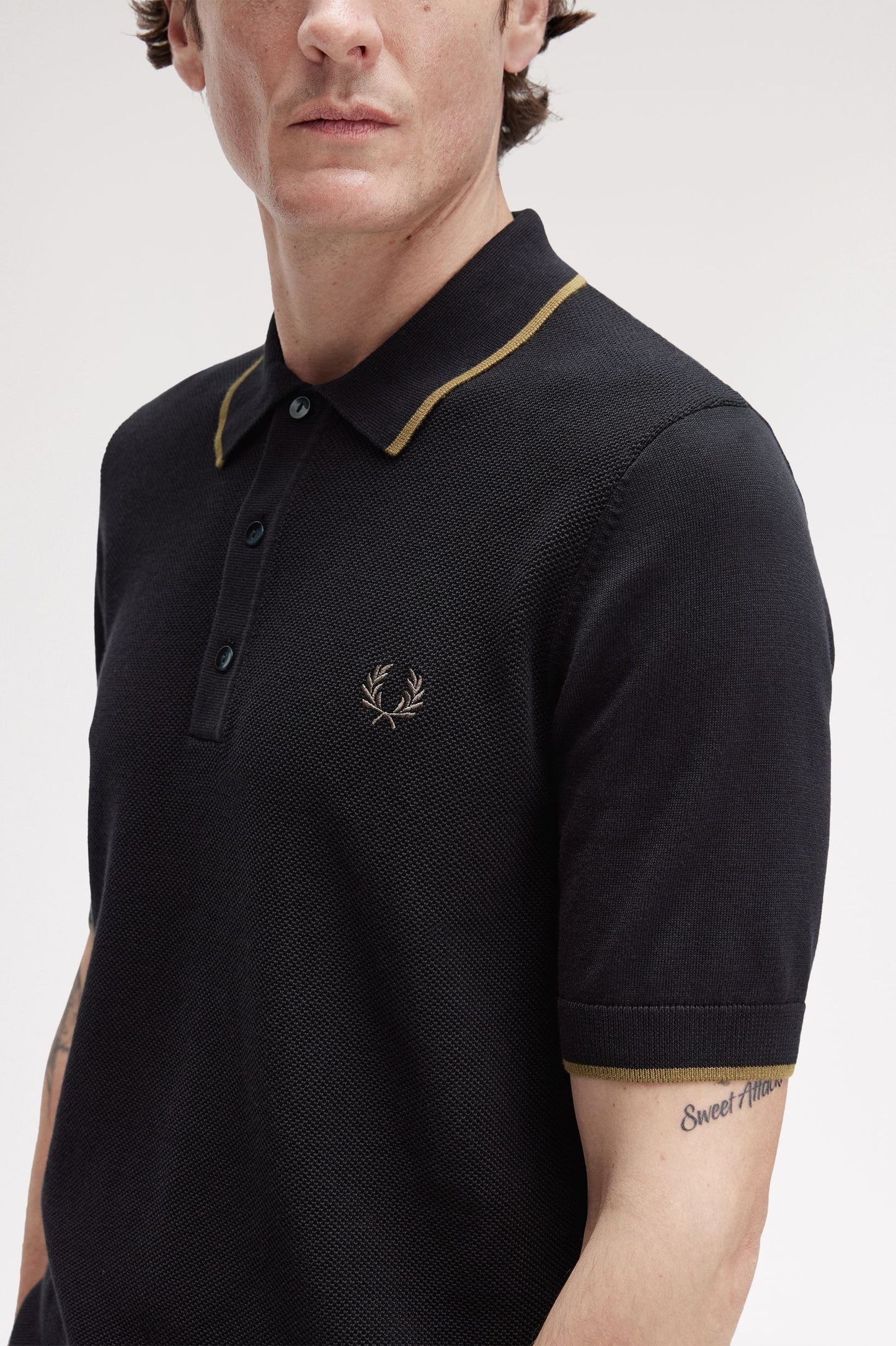 Pique Stitch Knitted Shirt Black
