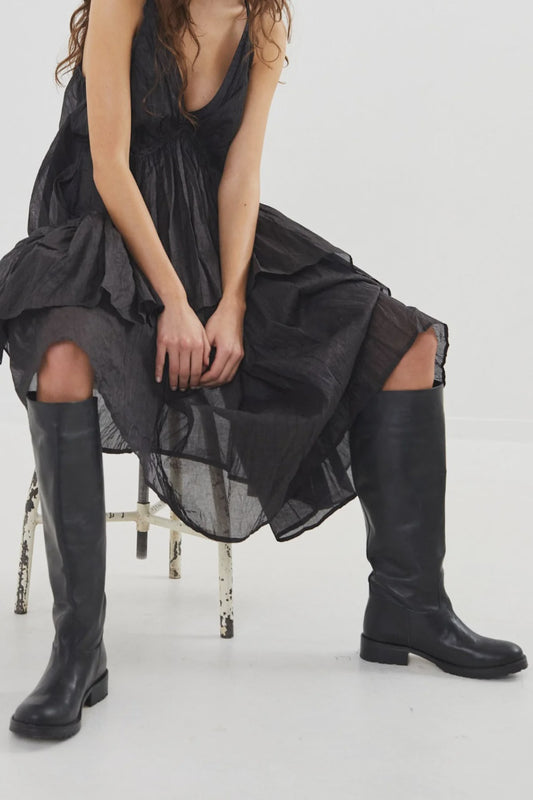 Marit Leather Riding Boot Black