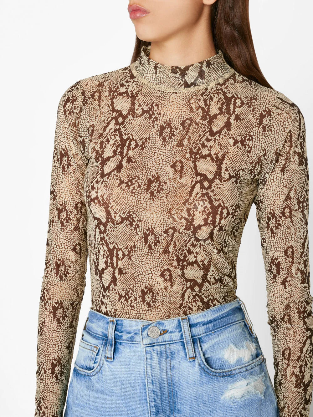 Mesh Mock Neck L/S