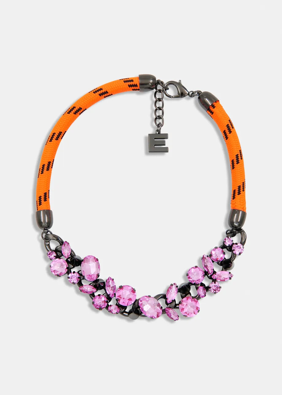 Hendless Necklace with Stones - Pure Pink