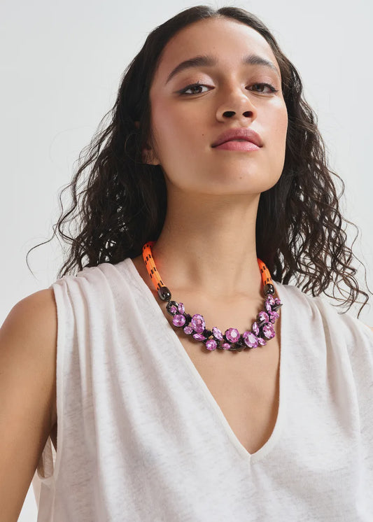 Hendless Necklace with Stones - Pure Pink