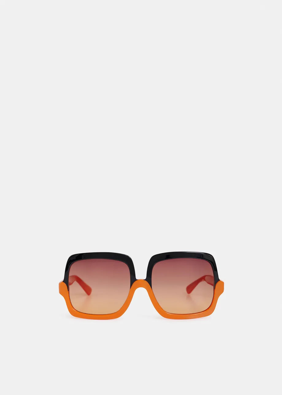 Hiami Oversized Sunglasses - Black/Orange