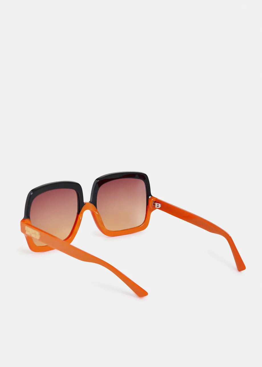 Hiami Oversized Sunglasses - Black/Orange