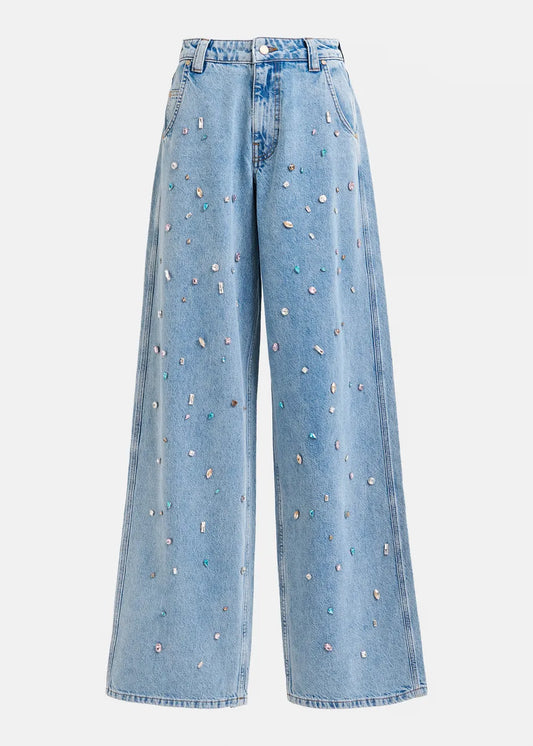 Higg Rhinestone Jeans - Lake Blue
