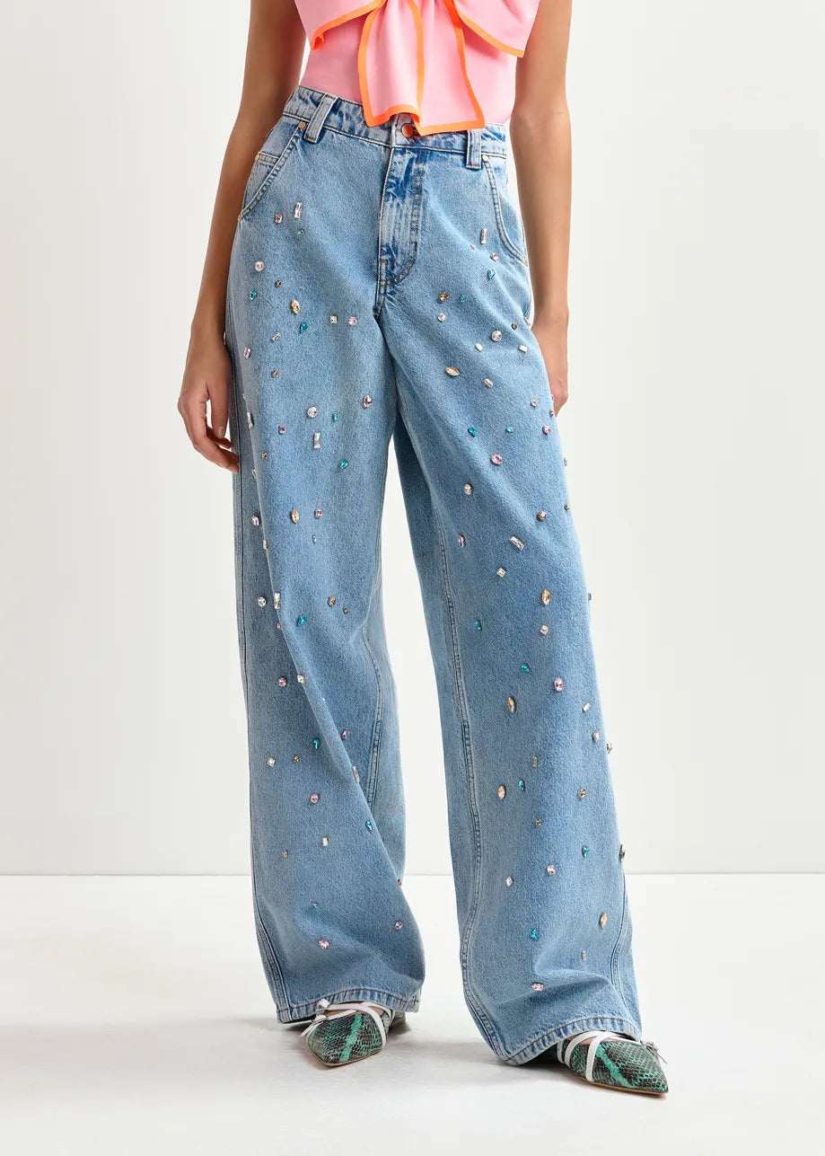Higg Rhinestone Jeans - Lake Blue