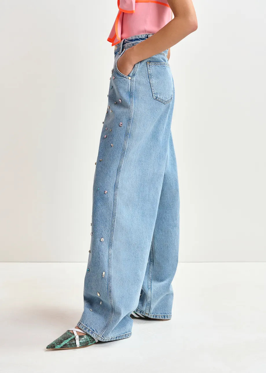 Higg Rhinestone Jeans - Lake Blue