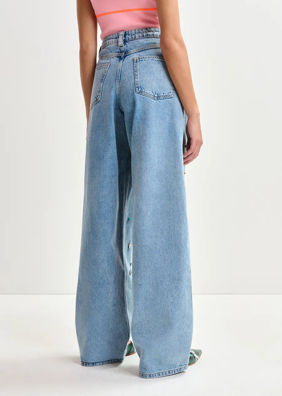 Higg Rhinestone Jeans - Lake Blue
