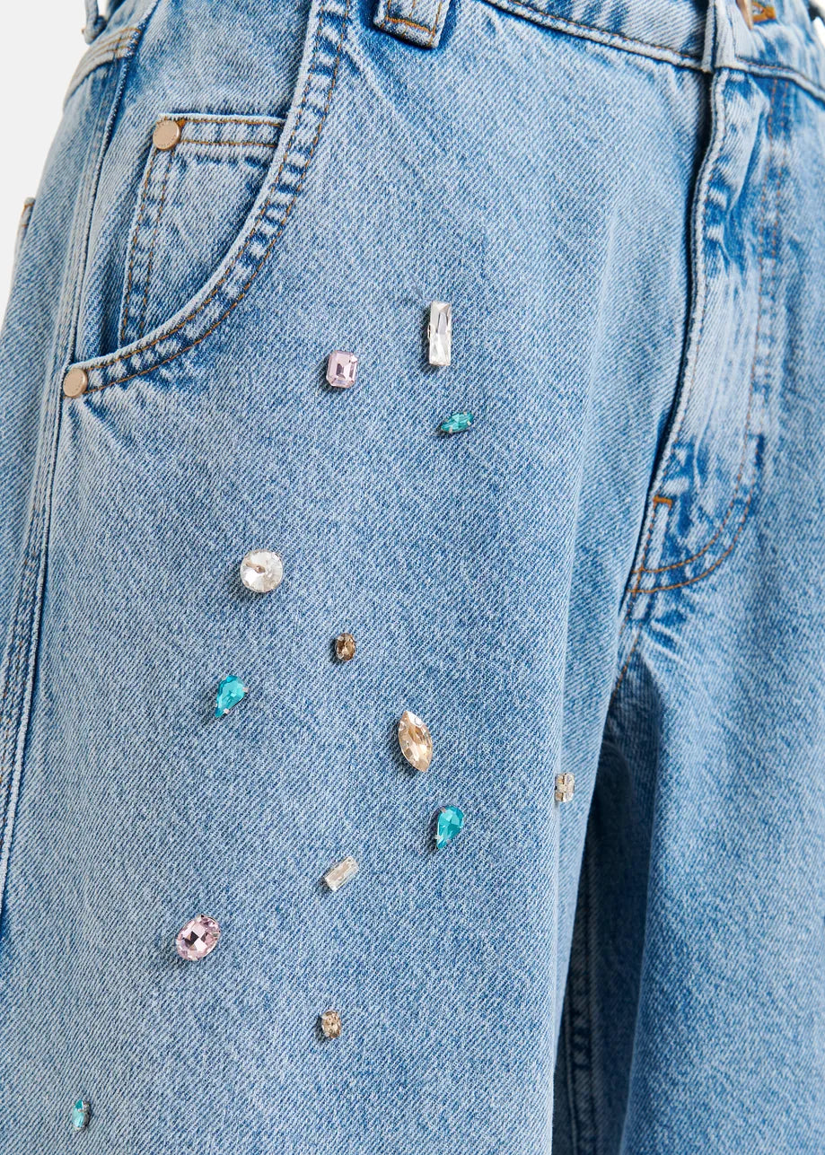 Higg Rhinestone Jeans - Lake Blue