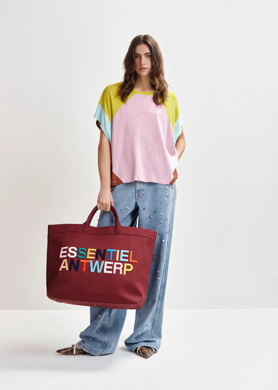 Hin Linen Colourblock T-Shirt - Yellow