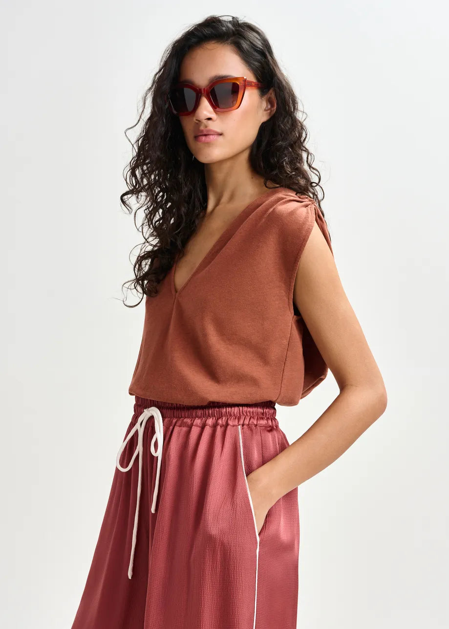 Hontgomery Wide Pants - Burnt Coral