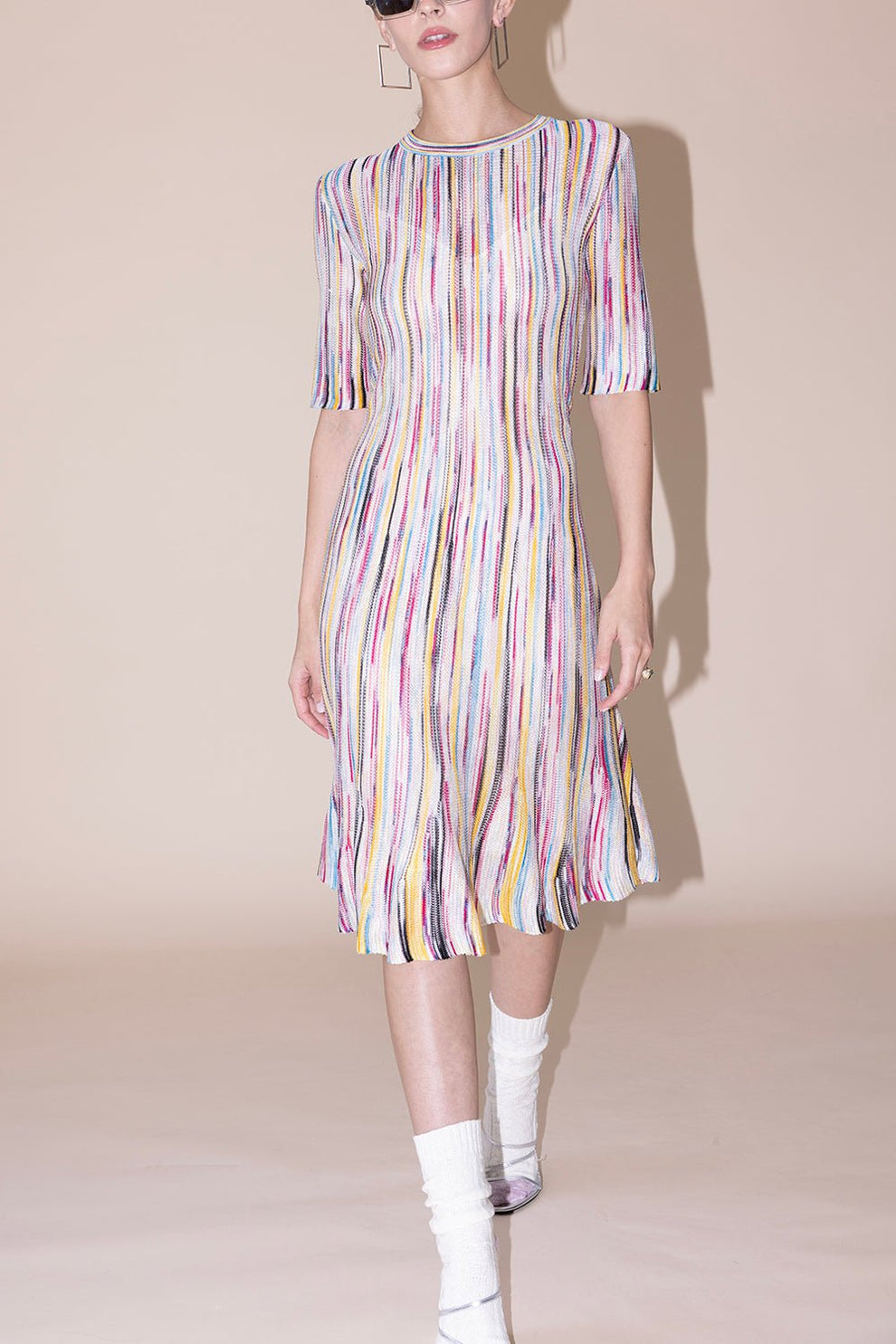 SPACE DYE SHORT SLEEVE DRESS IN MULTICOLOUR