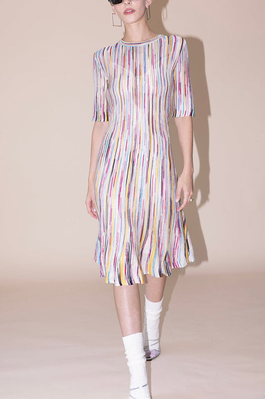SPACE DYE SHORT SLEEVE DRESS IN MULTICOLOUR