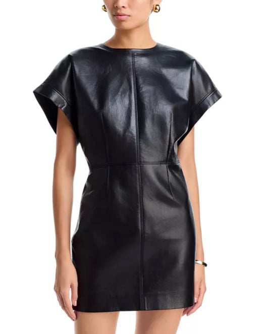 Zelie Dress - Black Recycled Leather