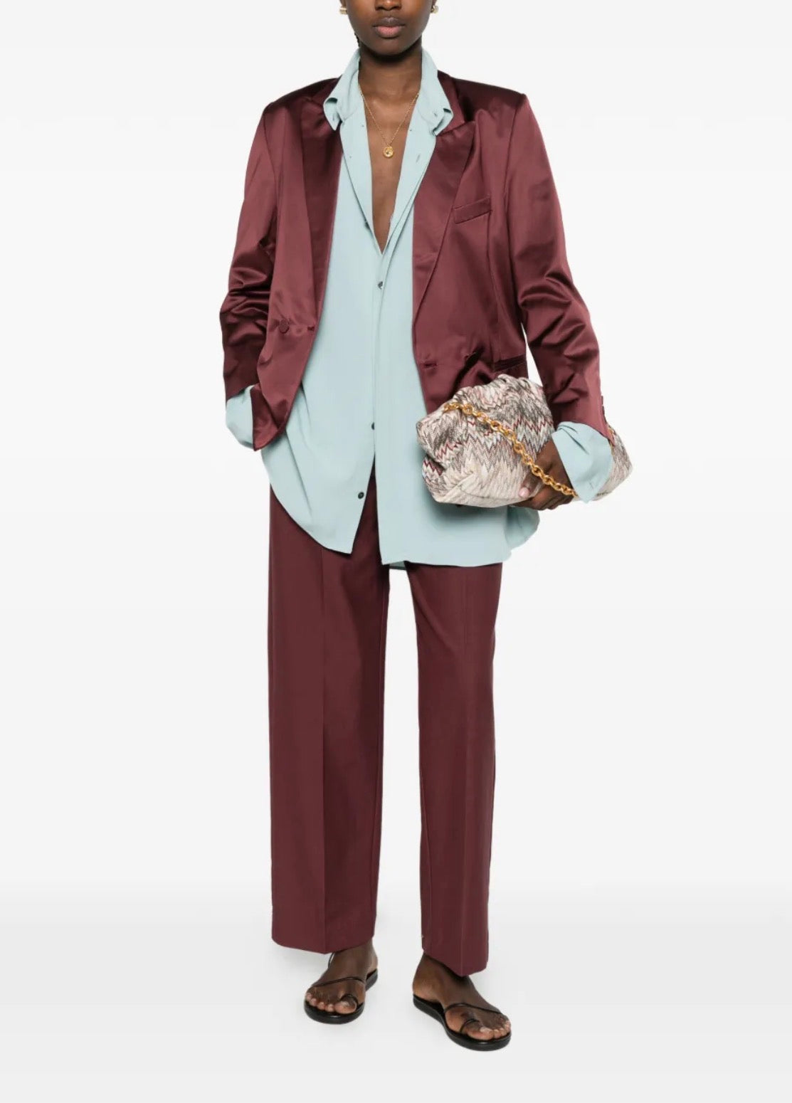 Cotton Satin Tuxedo Jacket Ruby