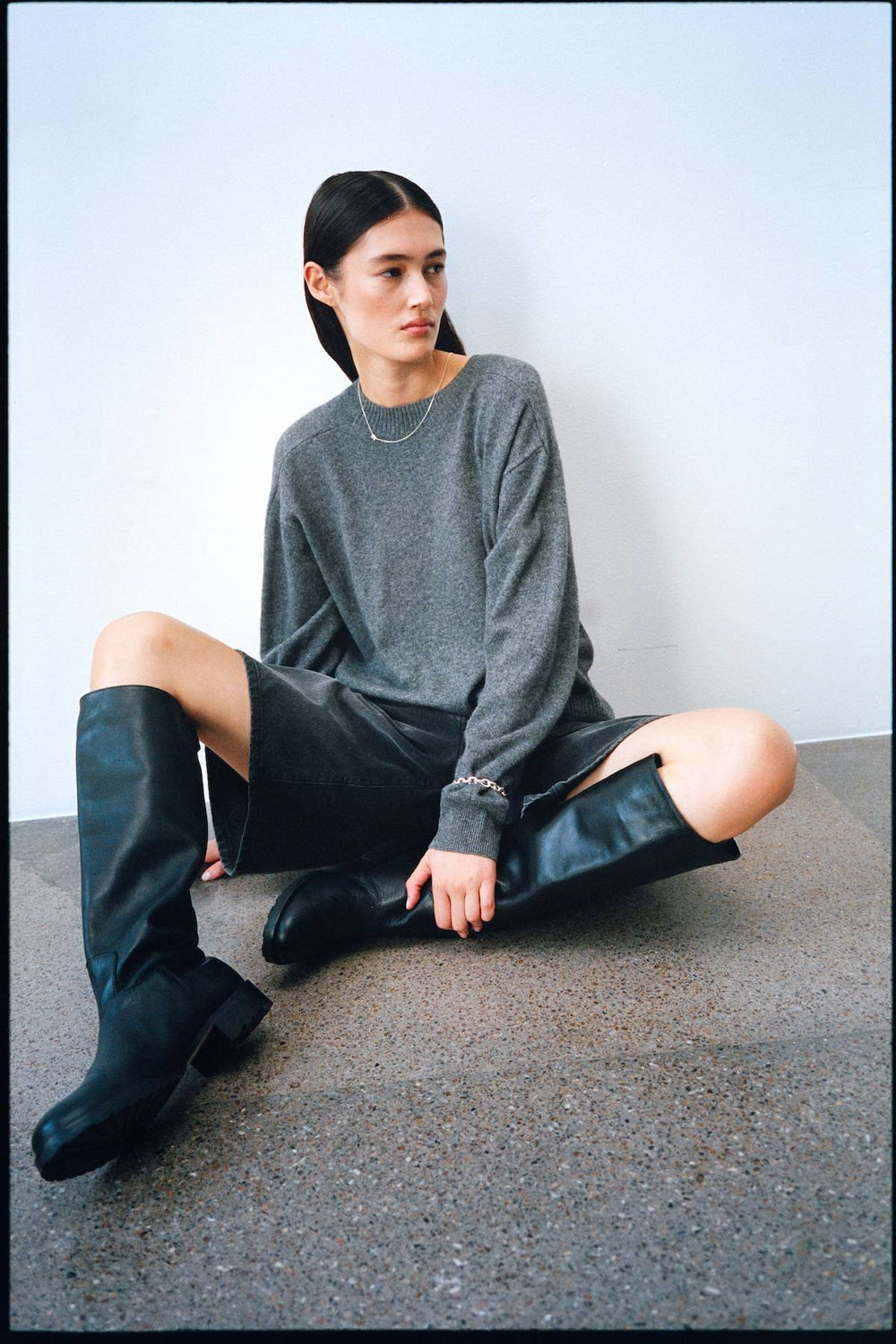 Marit Leather Riding Boot Black