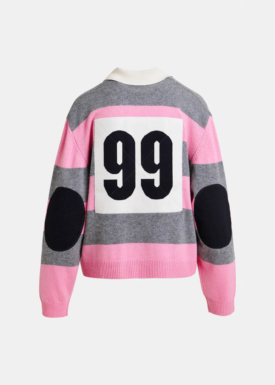 Jarn Striped Knit Polo Pullover - Combo3 Pinky Sugar