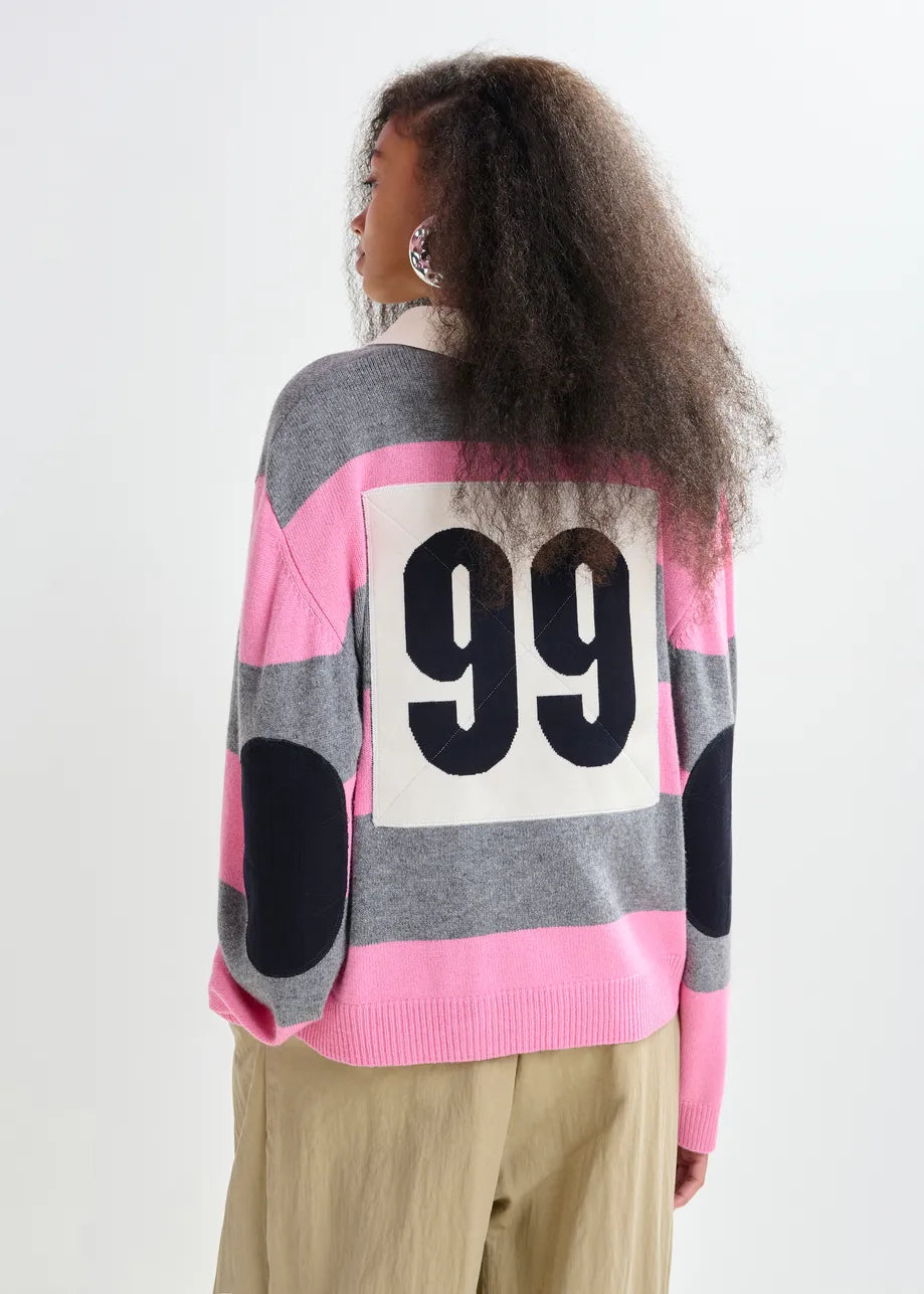 Jarn Striped Knit Polo Pullover - Combo3 Pinky Sugar