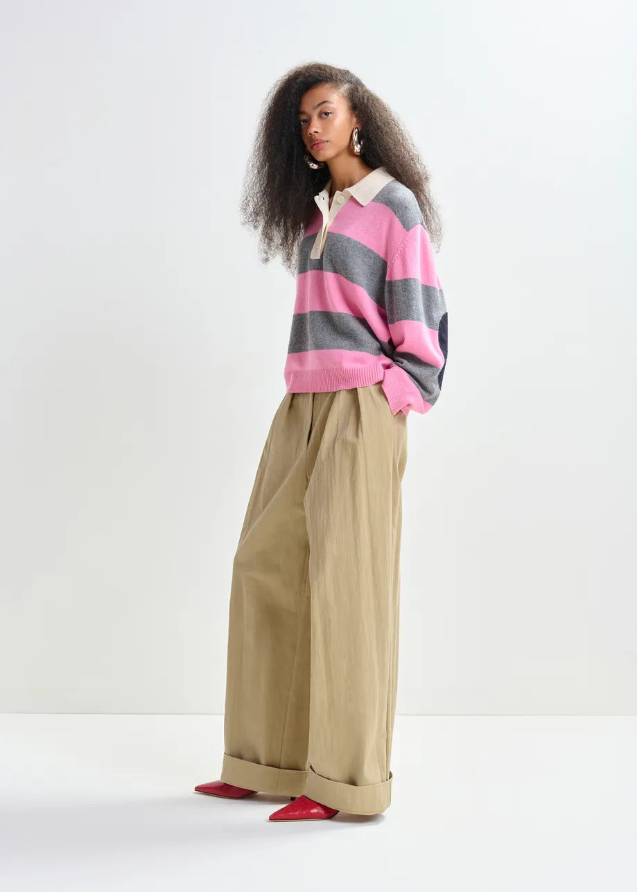 Jarn Striped Knit Polo Pullover - Combo3 Pinky Sugar