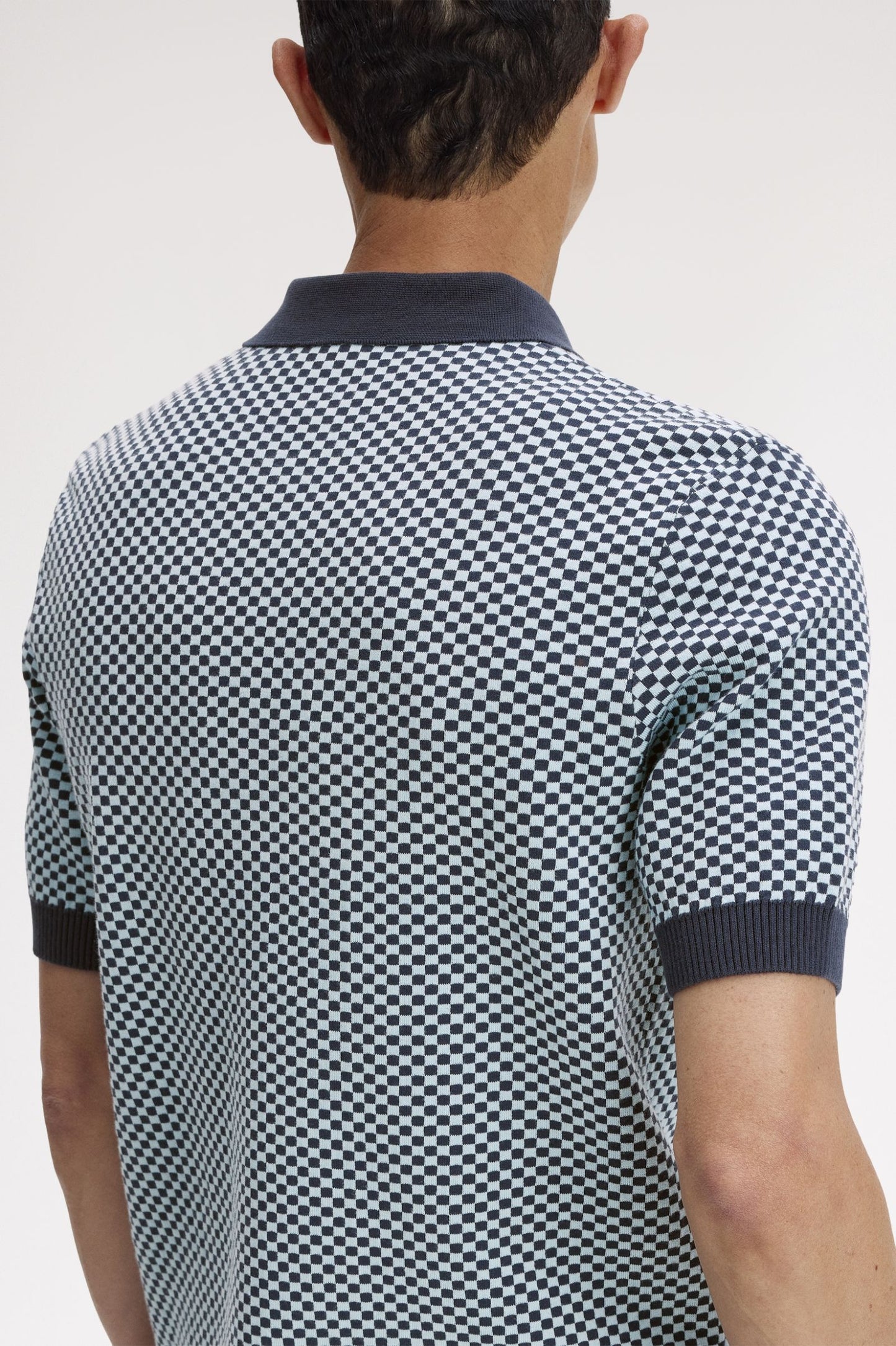 Chequerboard Knitted Shirt Dark Airforce