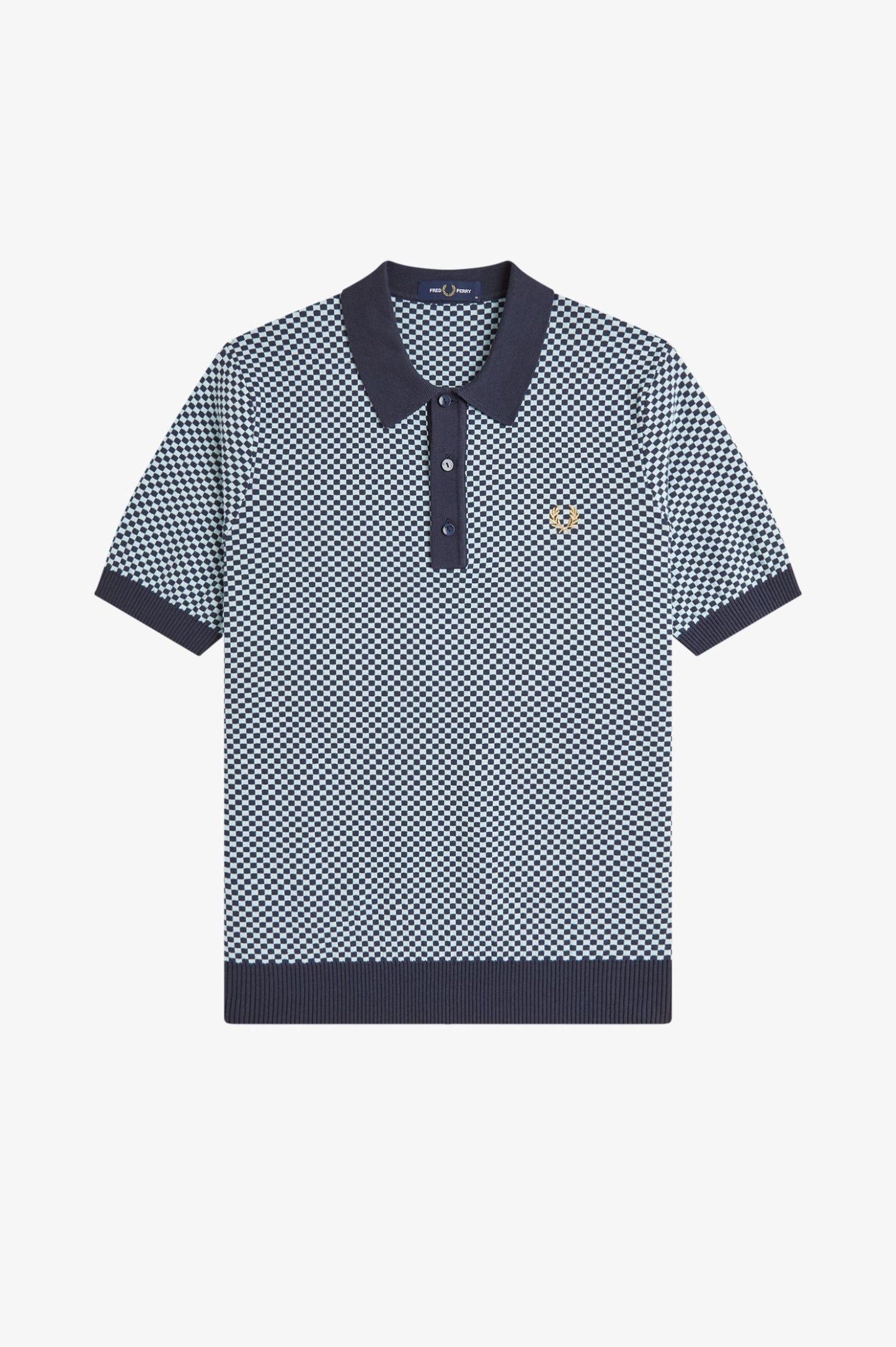 Chequerboard Knitted Shirt Dark Airforce