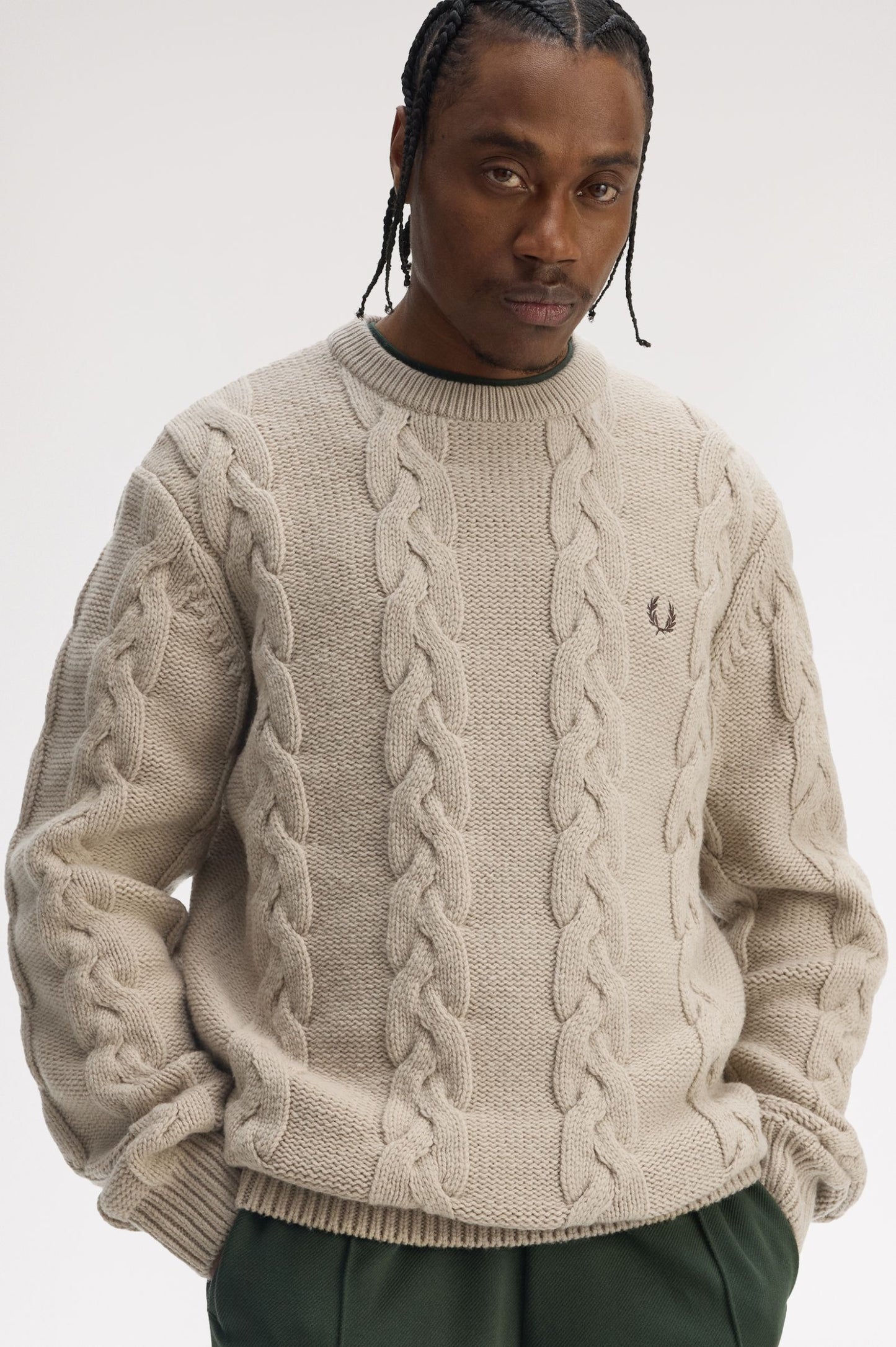 Chunky Cable Knit Jumper Warm Oat