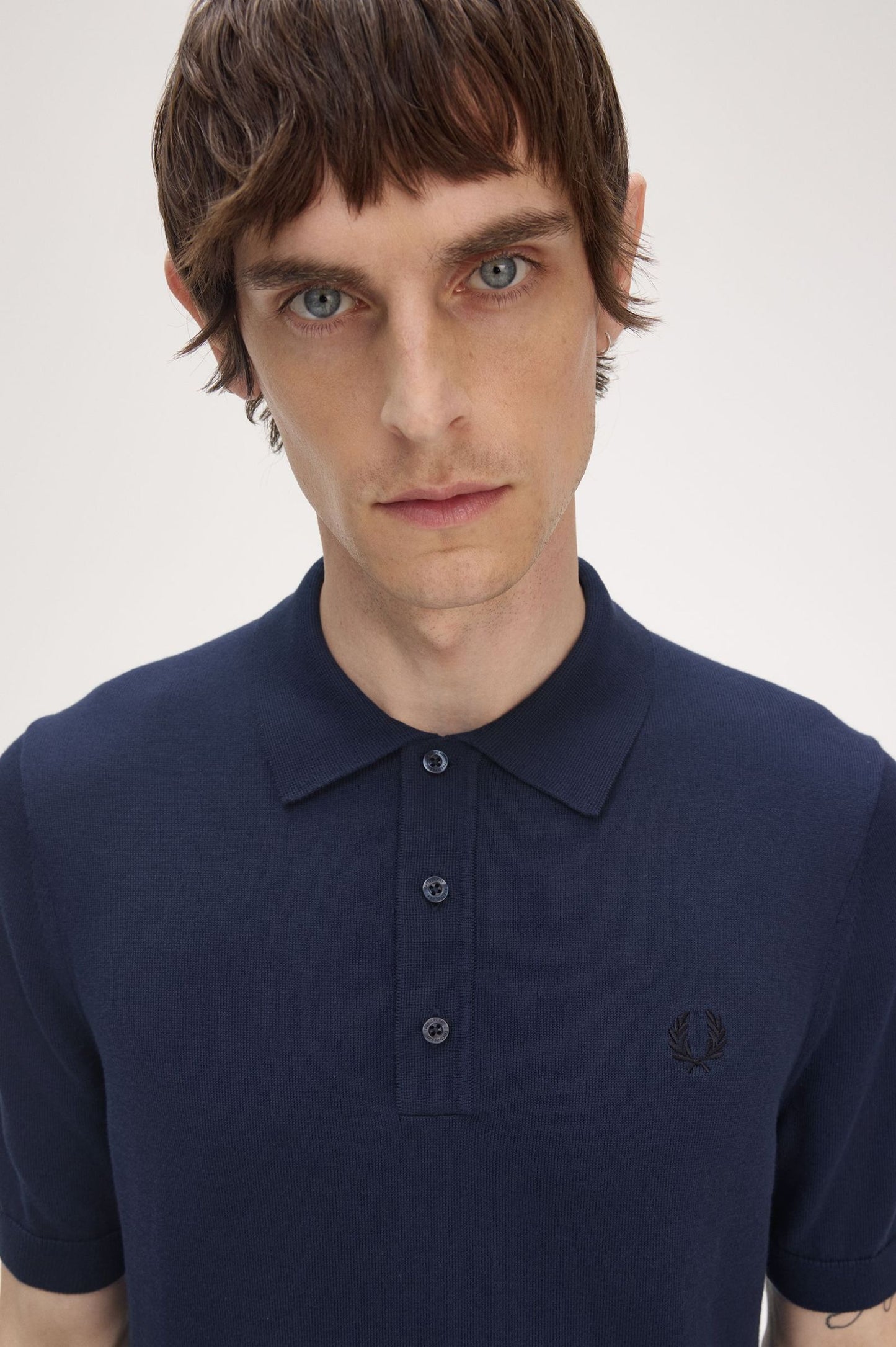Cotton Knitted Shirt Tennis Blue