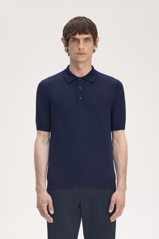 Cotton Knitted Shirt Tennis Blue