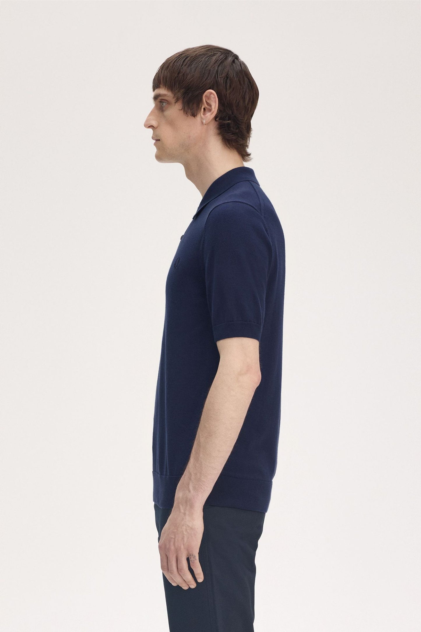 Cotton Knitted Shirt Tennis Blue