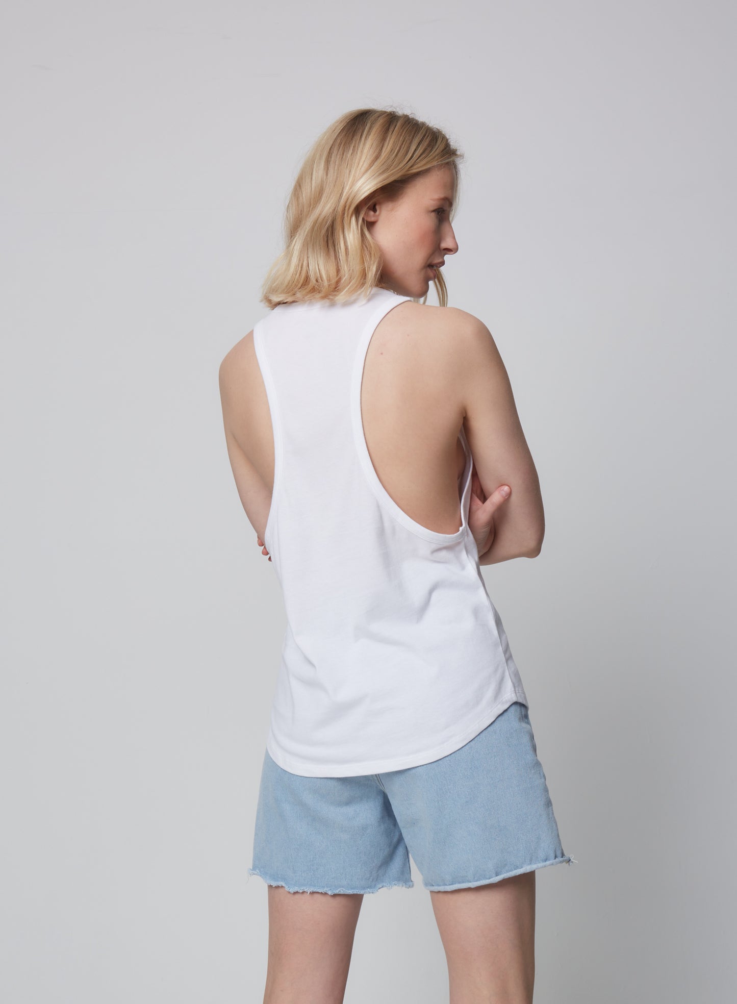 White Racer Back Tank Top