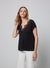 Black V-Neck Tee with Lace Detail