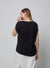 Black V-Neck Tee with Lace Detail