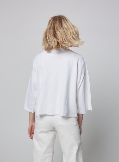 White Cotton Linen Blouson