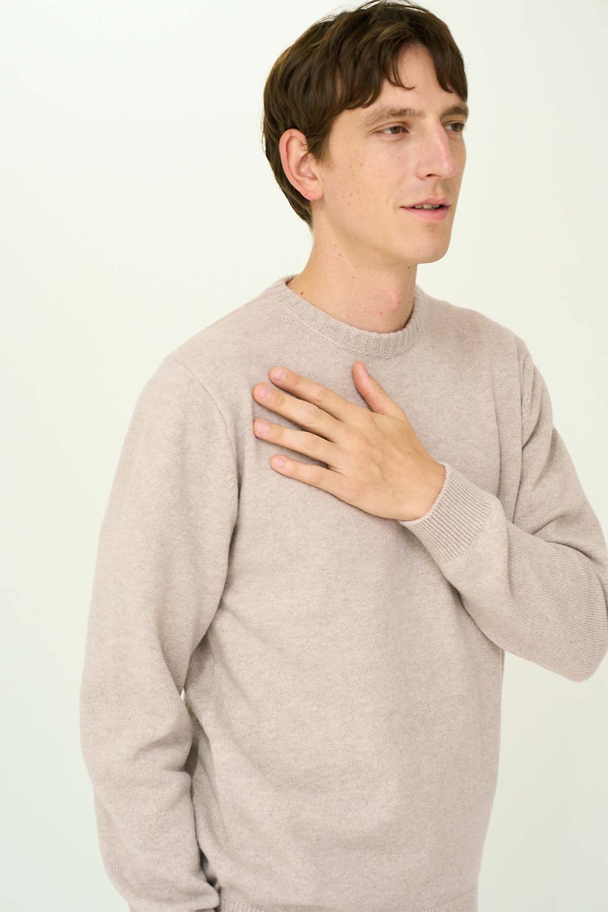 Beige/Grey Crew Neck