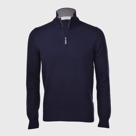 Navy Mock Neck with Zip