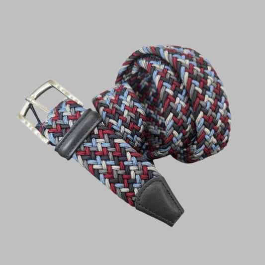 Multi Color Woven Belt Navy/Burgundy
