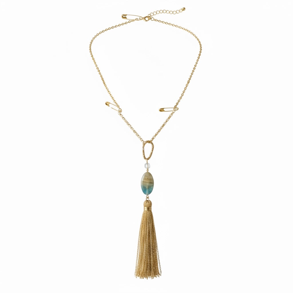 Fringes and Glass Element Sculpture Necklace