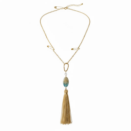 Fringes and Glass Element Sculpture Necklace