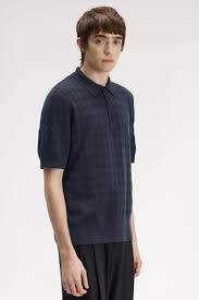 Pointelle Knitted Shirt Navy