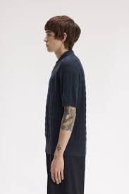 Pointelle Knitted Shirt Navy