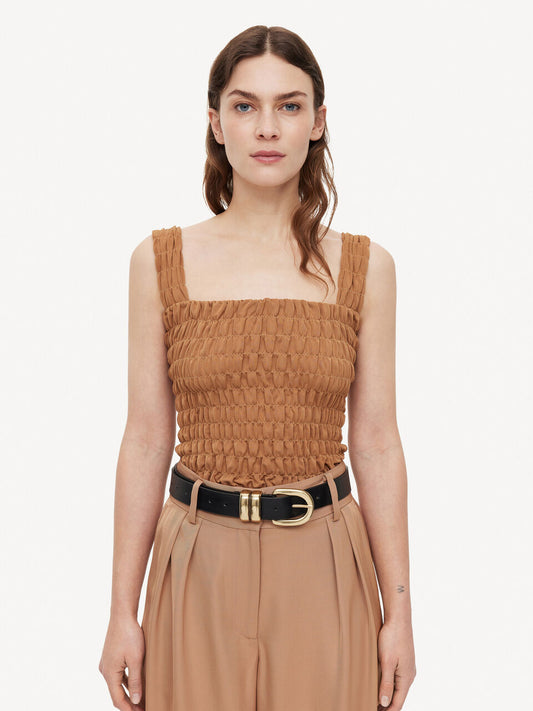 Elnaz Shirred Top Tobacco Brown