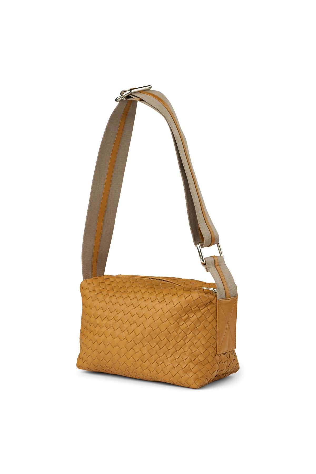 Sigi Basket Weave Leather Bag - Mandarin Combo