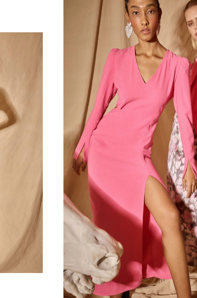 Oliana V-Neck Dress Pink Passion