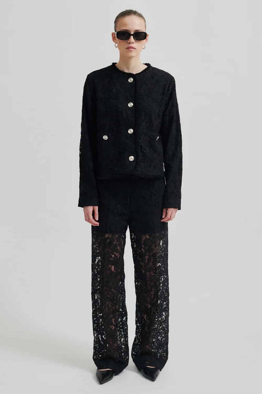 Border Trousers - Black Lace
