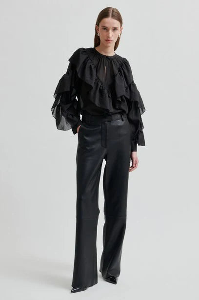 Aluna Bonded Leather Trousers - Black