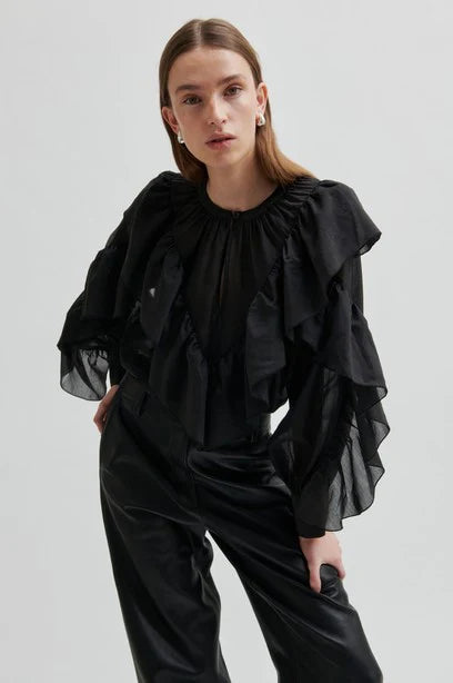 Aluna Bonded Leather Trousers - Black