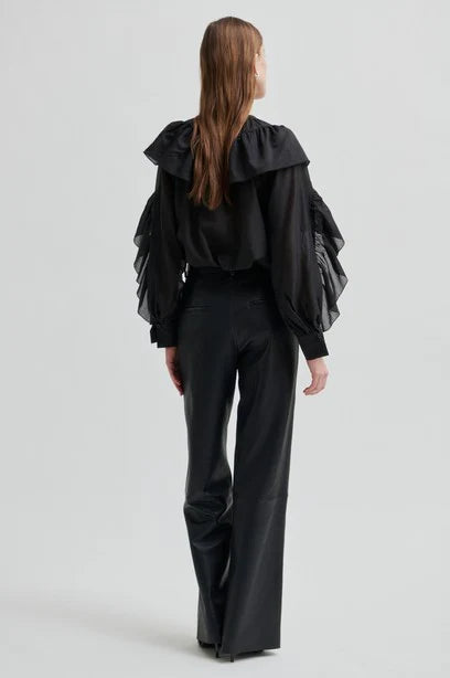 Aluna Bonded Leather Trousers - Black