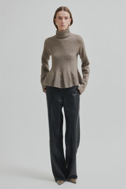 Aluna Bonded Leather Trousers - Black